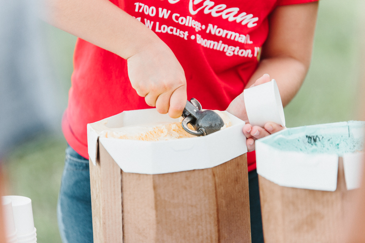 Carl's Ice Cream in Illinois catering a wedding on a farm for a reception in a family barn