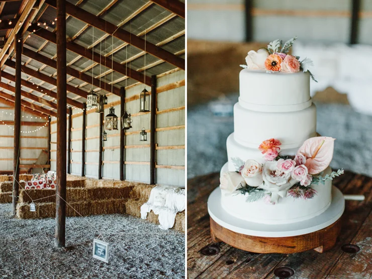 Outdoor barn reception wedding decor