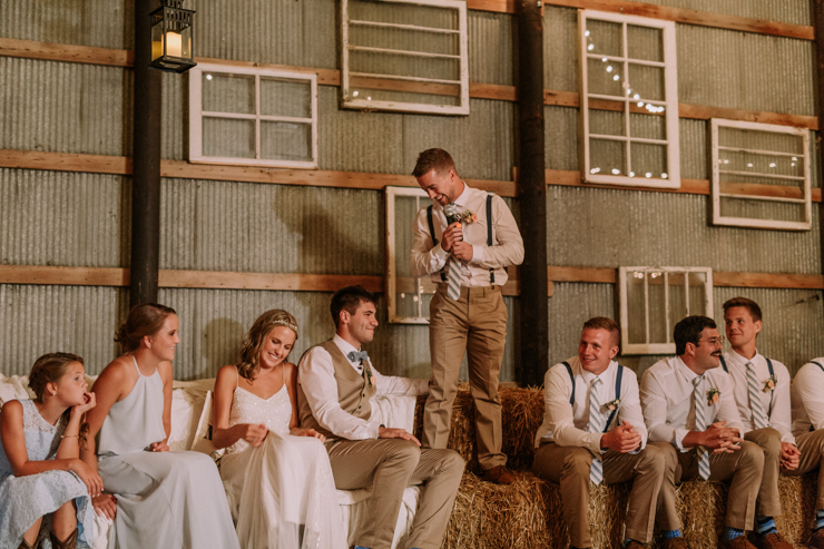 Best Friend giving toast at stunning midwest barn reception