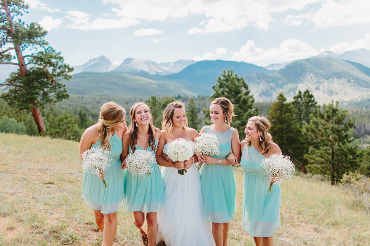Bridesmaids and bridal party photography in the mountains at YMCA of the Rockies, Overlook Chapel