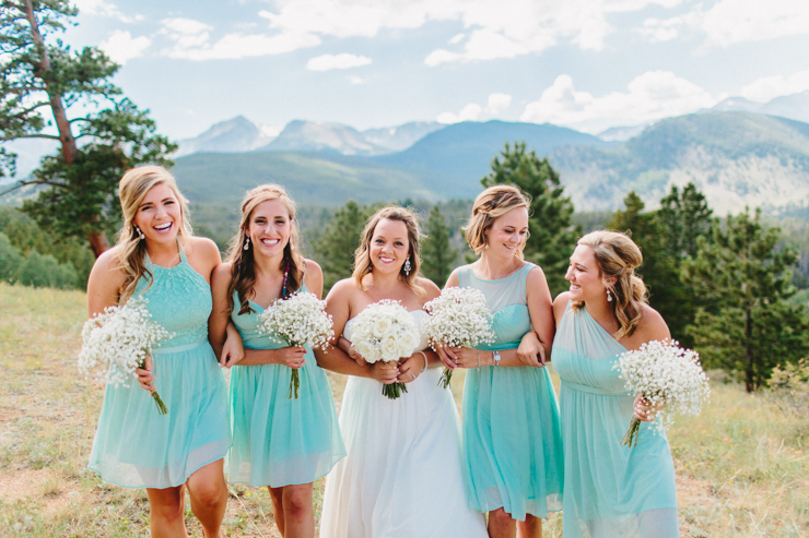 Bridesmaids and bridal party photography in the mountains at YMCA of the Rockies, Overlook Chapel