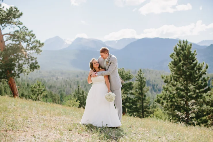 Bride and Groom photography in the mountains at YMCA of the Rockies, Overlook Chapel Colorado