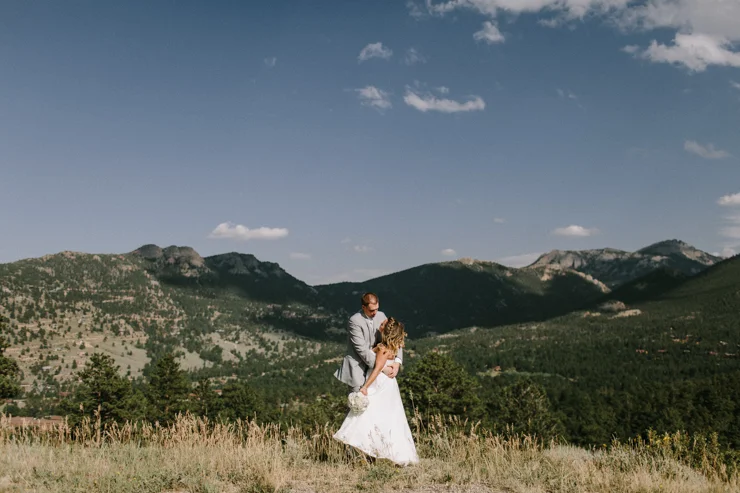 Bride and Groom photography in the mountains at YMCA of the Rockies, Overlook Chapel Colorado