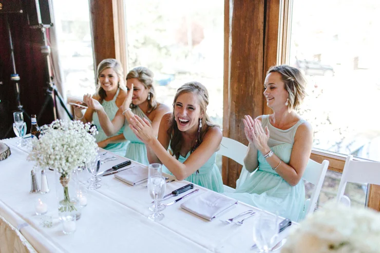 Maid of Honor wedding toast at wedding reception at Estes Park Resort, Colorado