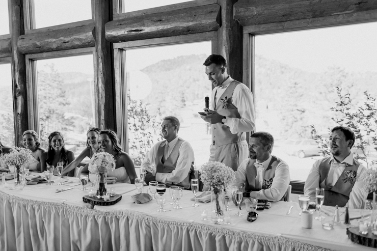 Best Man wedding toast at wedding reception at Estes Park Resort, Colorado