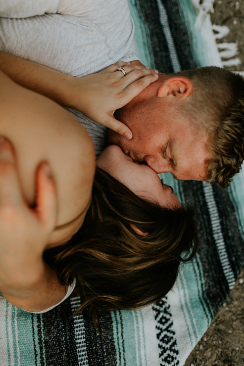 Intimate couple photography of a married couple outdoor on the beach 