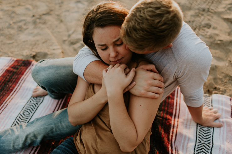 Intimate couple photography of a married couple outdoor on the beach 