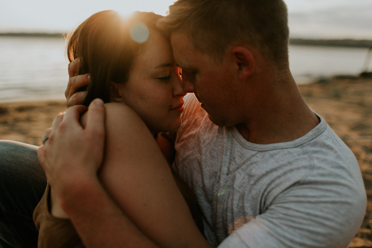 Intimate couple photography of a married couple outdoor on the beach 