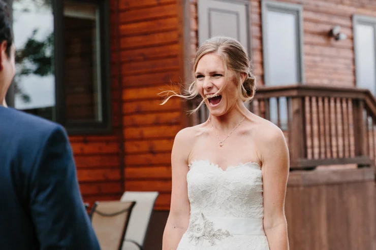 Bride and Groom First Look at Pear Tree Estate in Champaign, IL