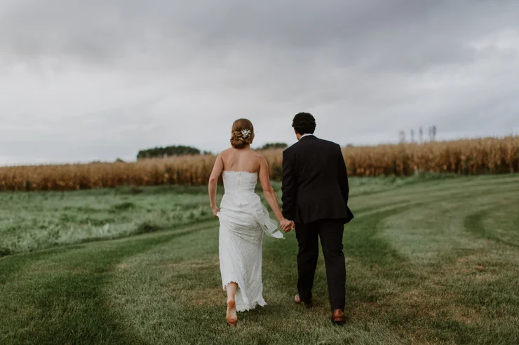 Rainy Outdoor Bride and groom portraits at Pear Tree Estate Champaign, IL