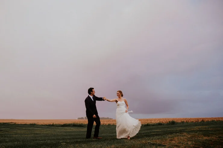 Rainy Outdoor Bride and groom portraits at Pear Tree Estate Champaign, IL