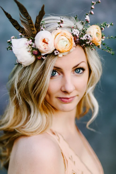 Bohemian Portrait girl with flower crown