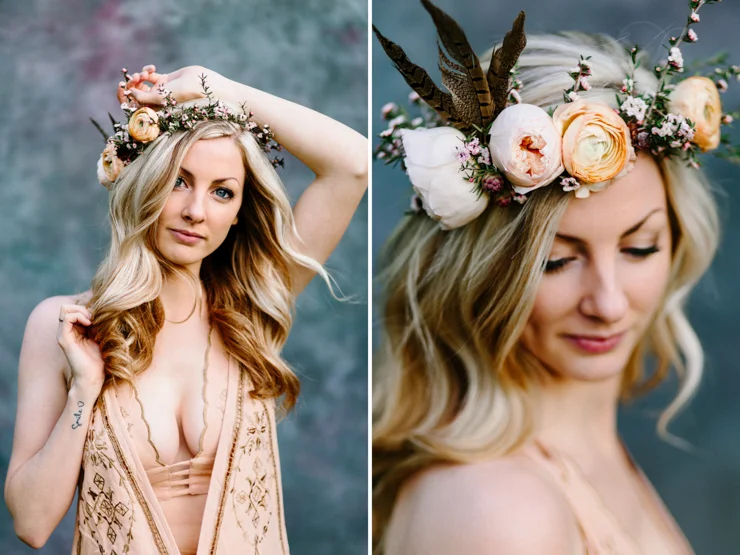Bohemian Portrait girl with flower crown