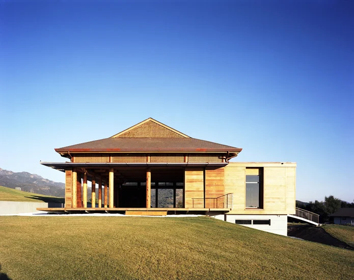 A copper foil roof caps this dramatic structure.
