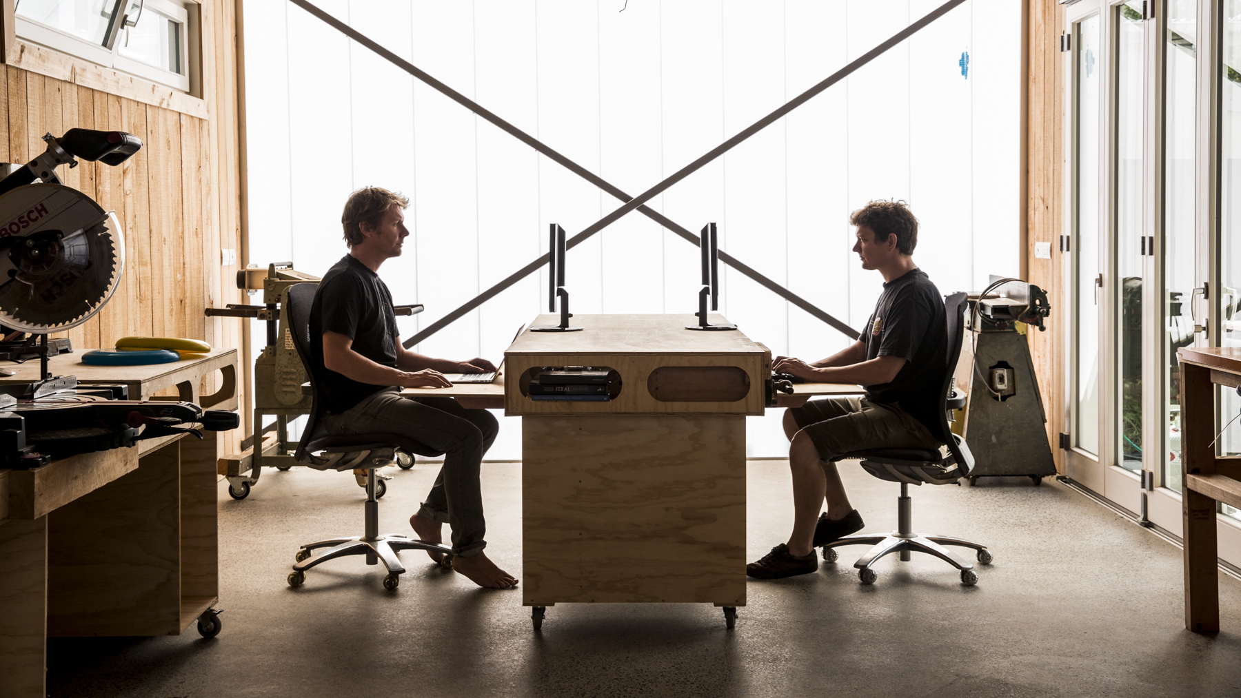 Evident's office for Year 1: Zero Energy House garage. We're now in our fourth year, based in Thinkspace.