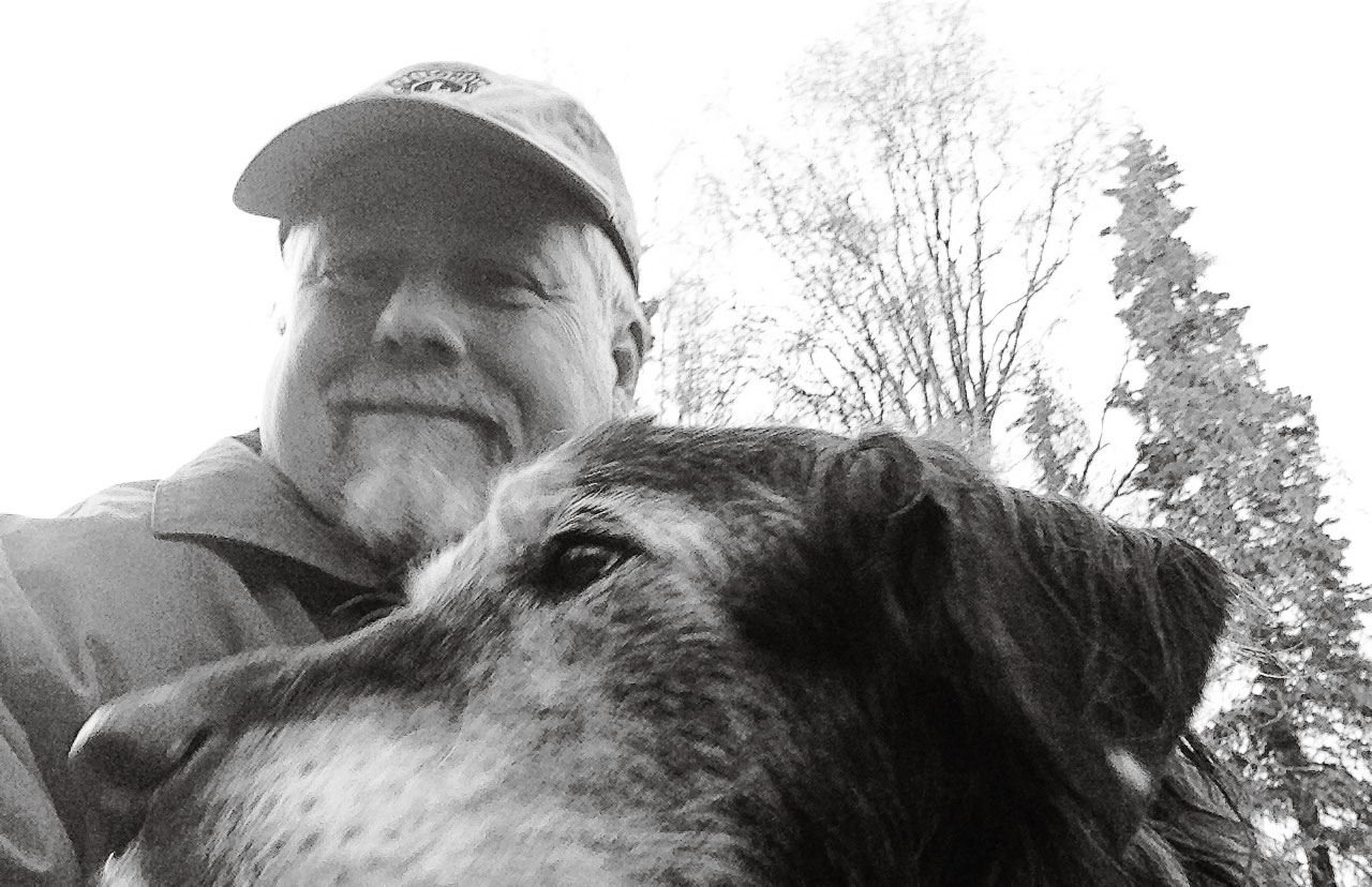 Grizzabella and me - a selfie captured early this evening during our stroll.