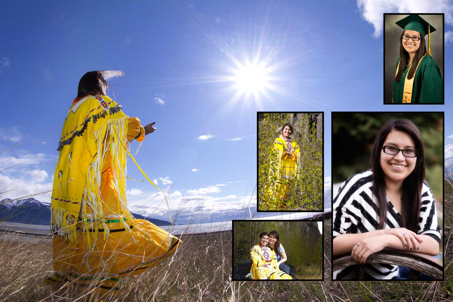 Laura, Class of 2015, posed for our cameras a couple weeks ago. She's wearing a traditional; sun dress representing part of her Apache heritage. So beautiful.