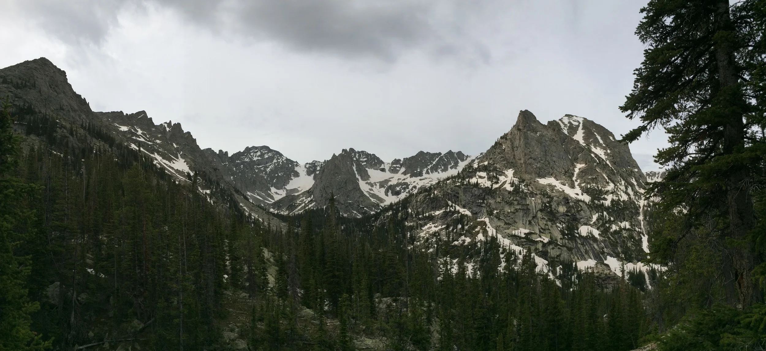 Lots of snow in Lone Eagle Cirque.