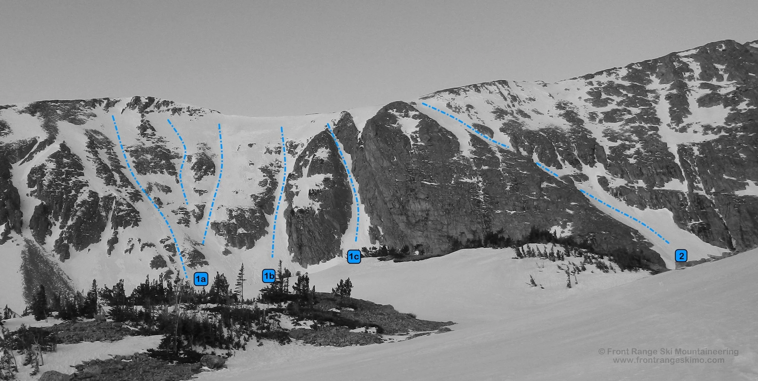 Little Pawnee Headwall from the north. Photo: Rob Writz