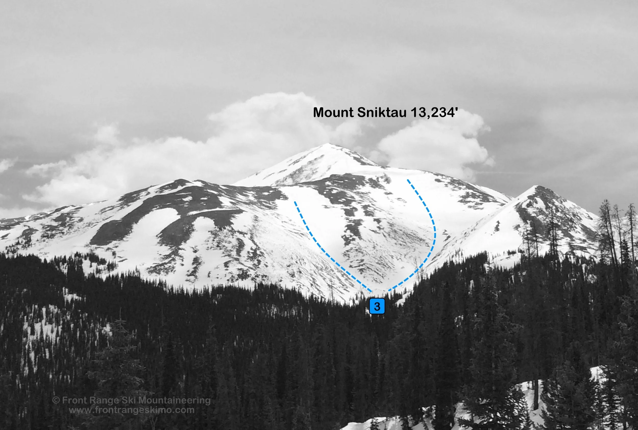 Mount Sniktau North Bowl from the north. Photo: Rob Writz