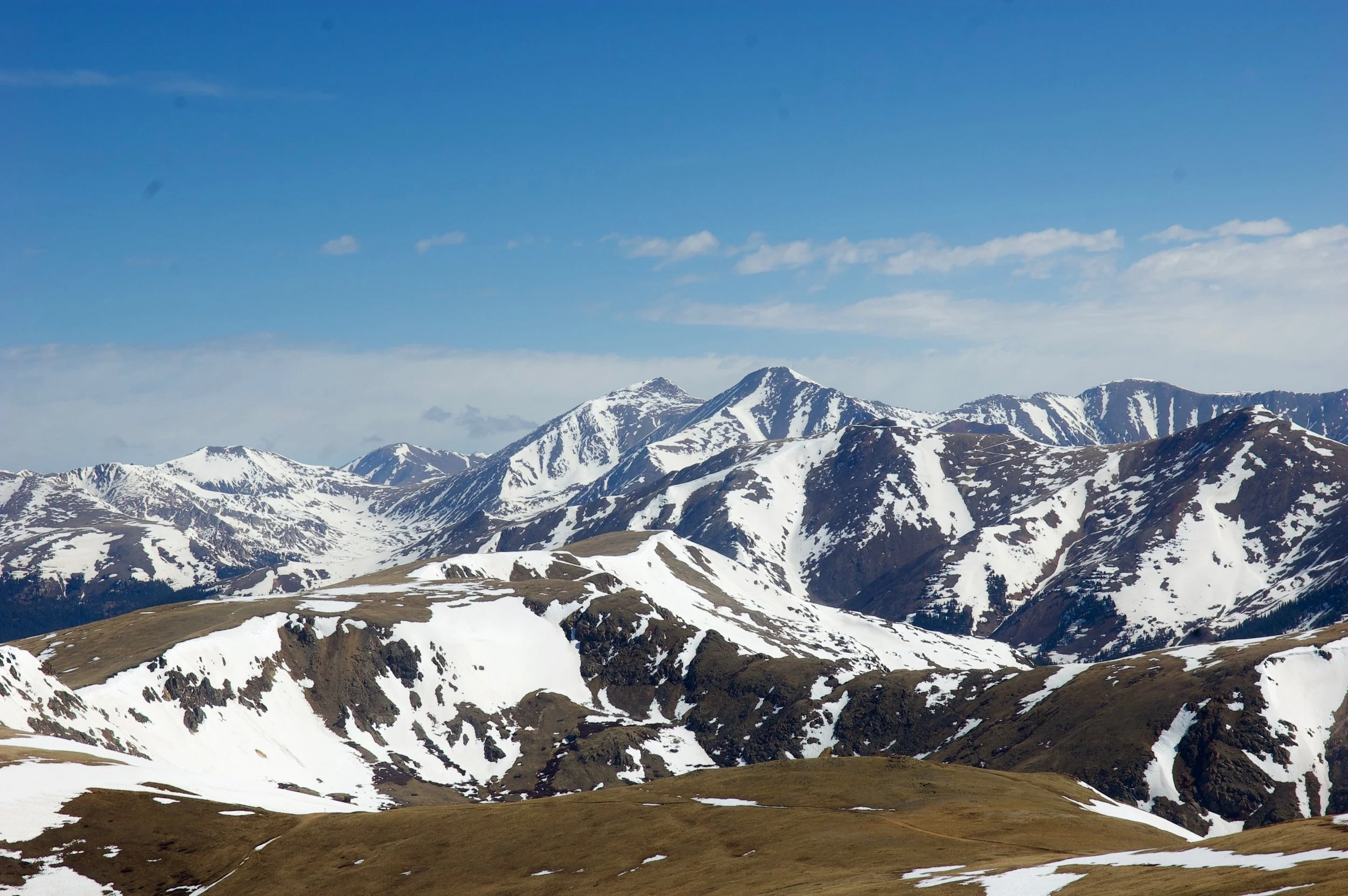 Looking north to Chihuahua Gulch, Grays & Torreys Peaks, and the mountains above Montezuma.