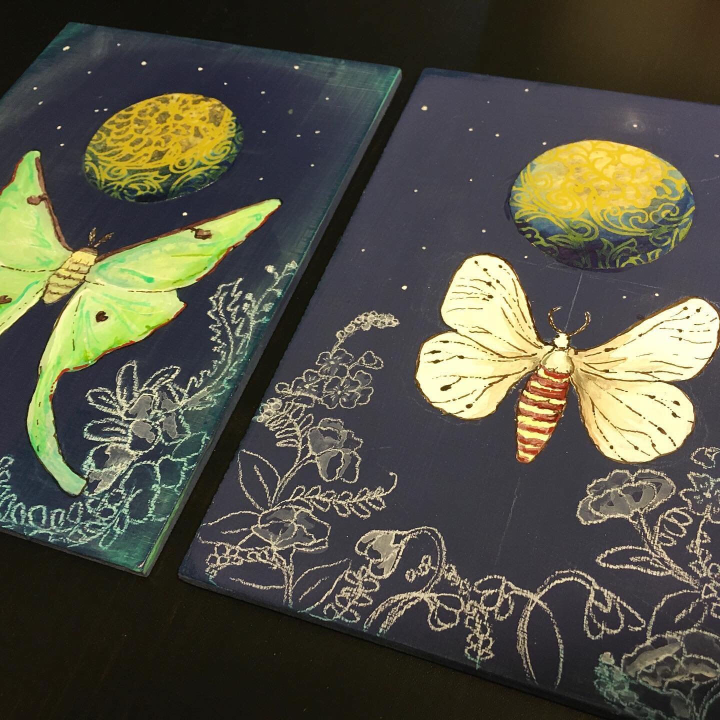 It&rsquo;s international Moth Appreciation week&hellip;everyone knows this, right 😉. Here&rsquo;s a couple pieces from my night pollinators series a couple years ago. 

#moths #mothappreciation #pollinators #nightpollinators #natureartist #mixedmedi