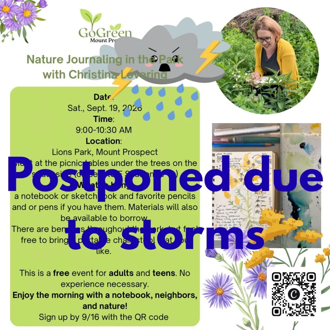 With storms predicted tomorrow, we are postponing the Nature Journal event until Sunday, October 11 from 10-11:30. 

#naturejournaling
