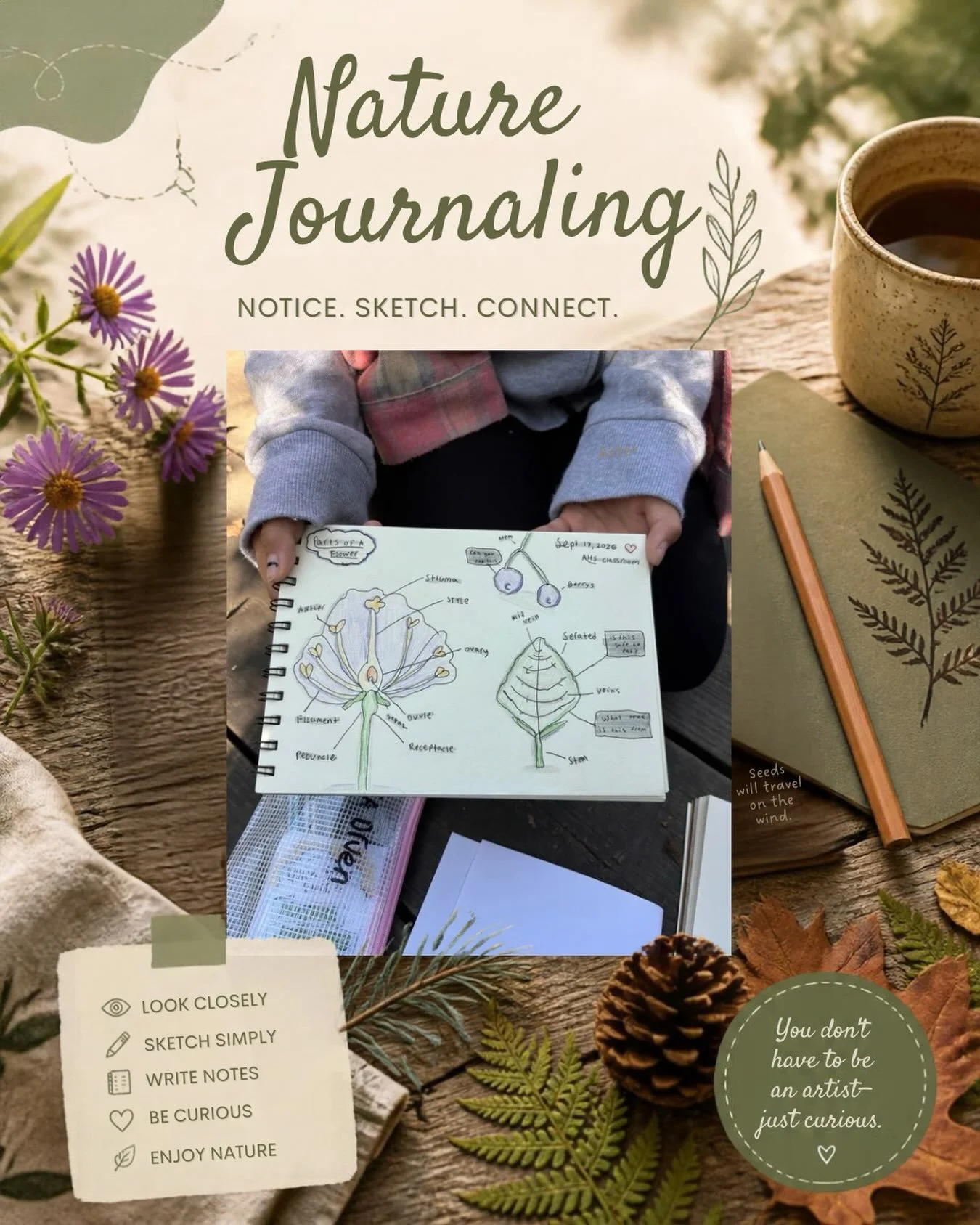 Free Nature Journal Meet Up in Mount Prospect!
Date: 
Sun., Oct. 11, 2026
Time: 
10:00-11:30 AM 
Location: 
Lions Park, Mount Prospect
Meet at the picnic tables under the trees on the south side (closest to E Shabonee Tr.)
What to bring:
a notebook o