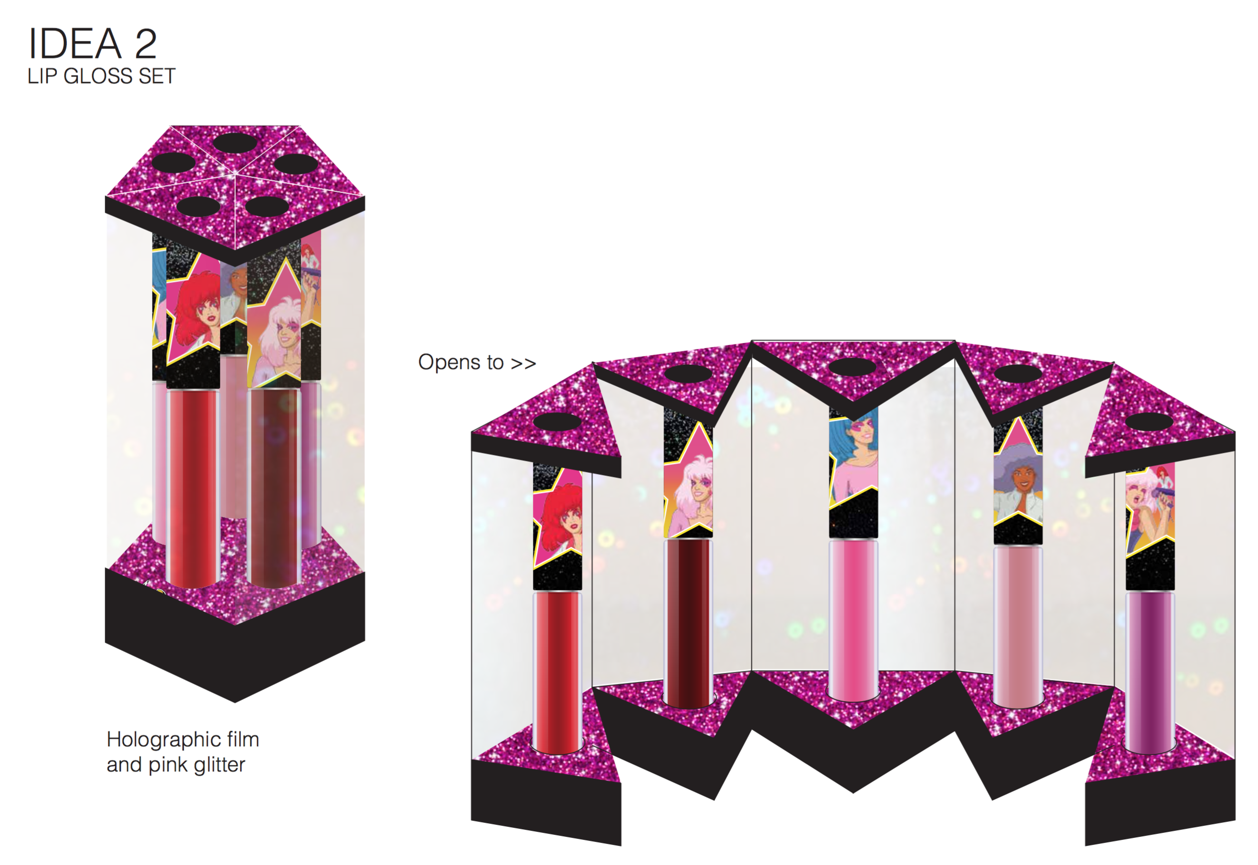 This structure for the lip gloss has it's own POP display built in.