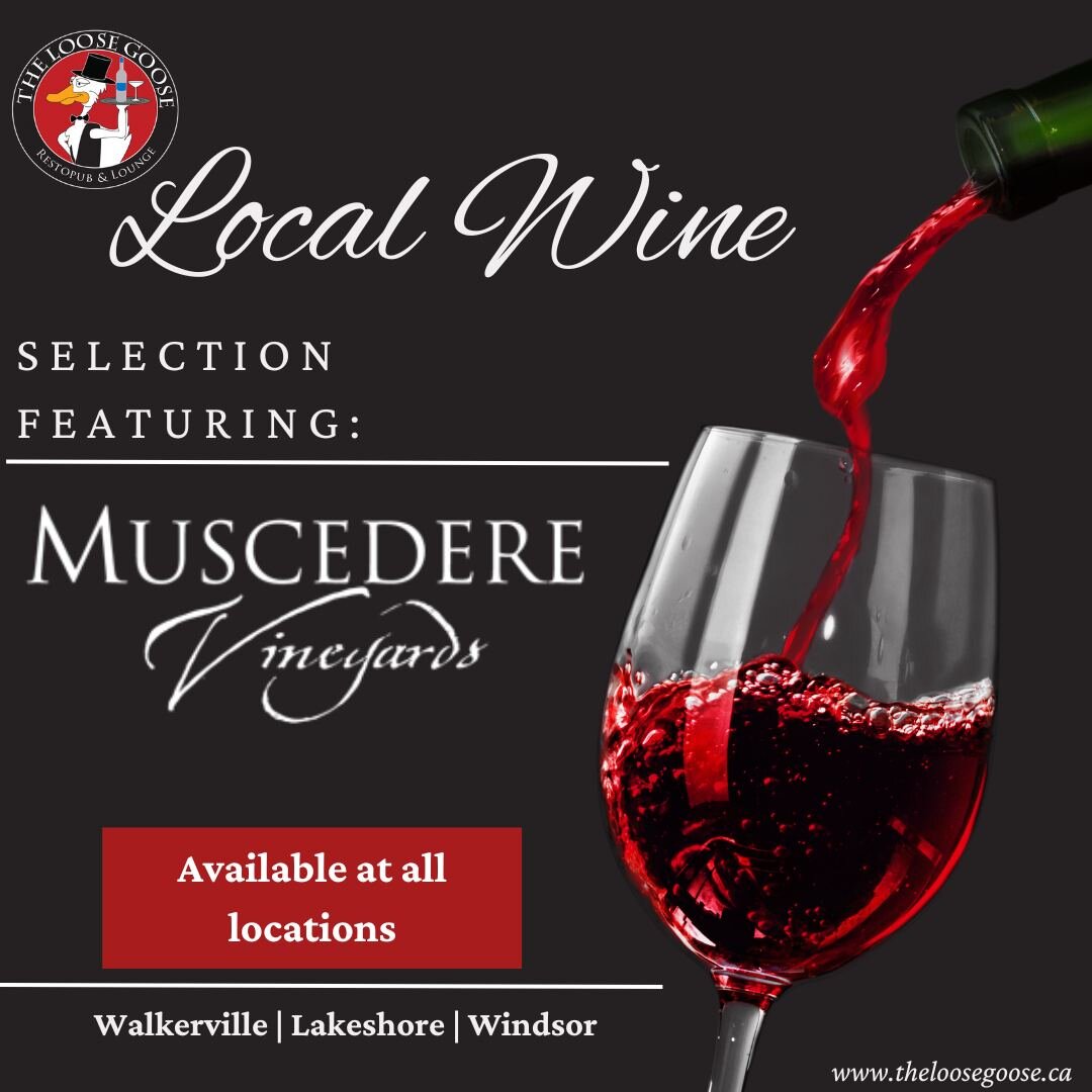 🍷✨ Exciting News Alert! 🎉 

Come check out our new wine selection from local wineries, available at all 3 locations: Walkerville, Lakeshore and Windsor. Sourced from Muscedere Vineyards, these handpicked wines promise to add a local twist to your p
