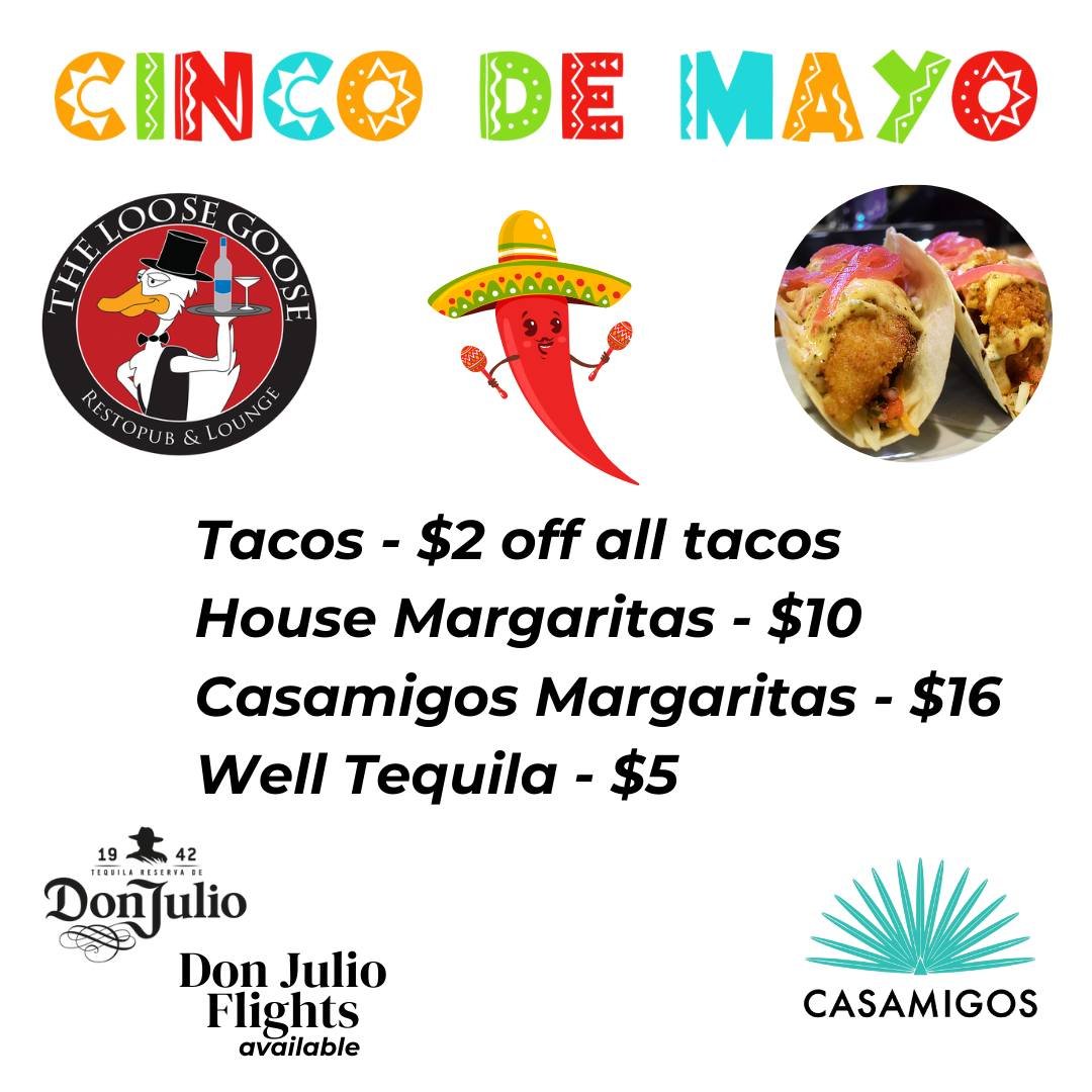 🎉 Happy Cinco de Mayo! 🍹 Join us for a special Sunday Funday today at any one of our 3 locations! Enjoy our fantastic drink specials and delicious offerings as we celebrate Mexican culture. Don't miss out on the fiesta at The Loose Goose! 🌮🎉 

#C