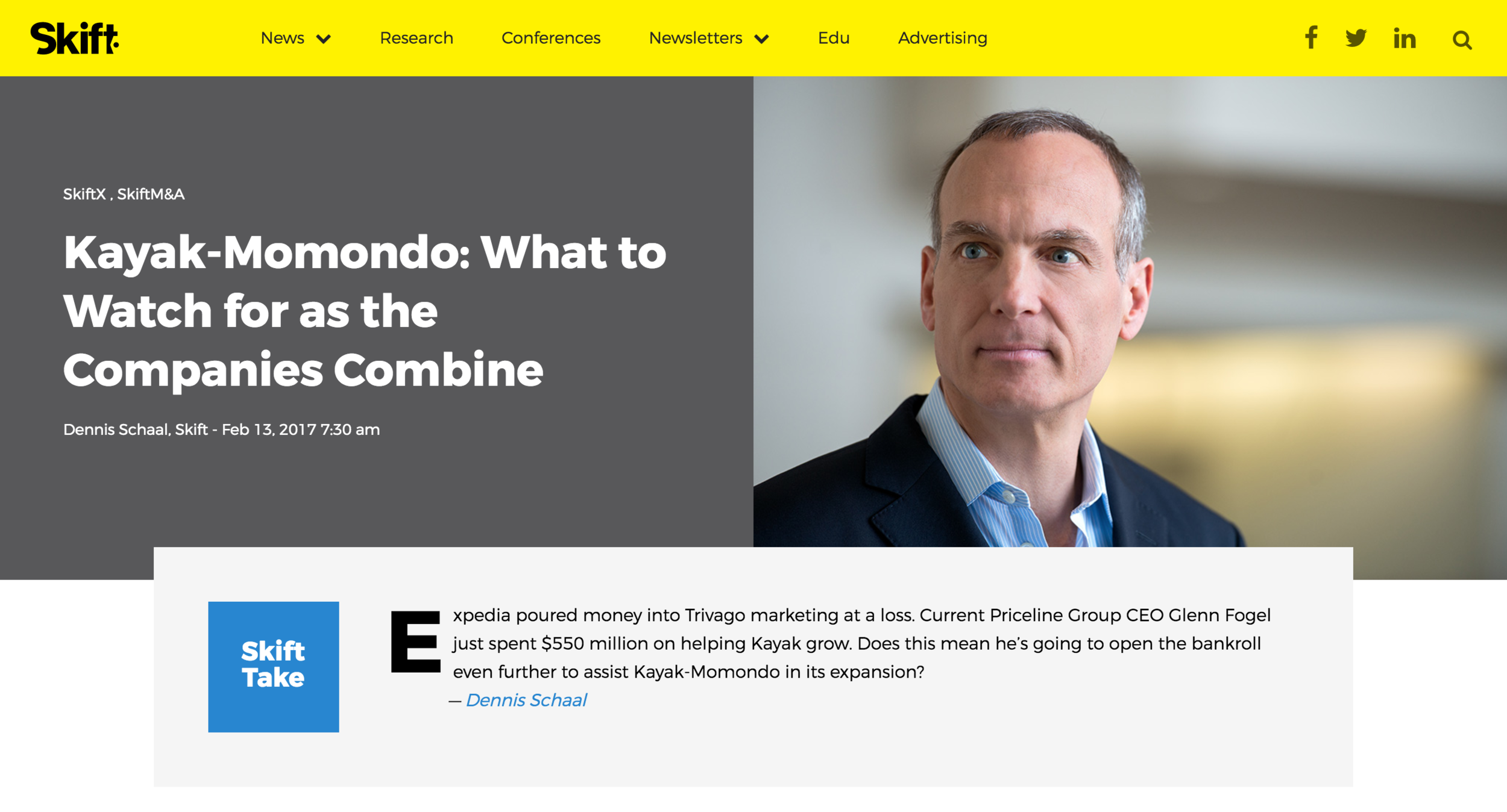 Here's a screenshot of the corporate headshots in use in an article from Skift.