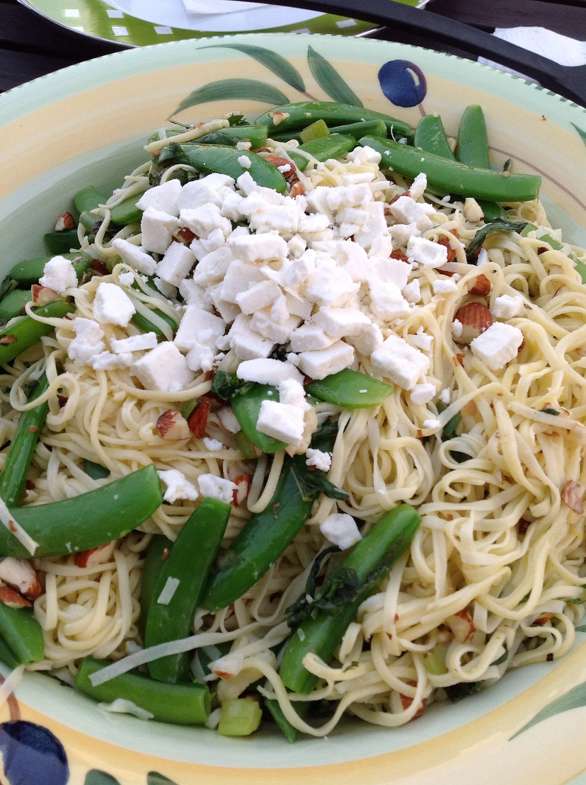 Lemon pea pasta with proscuitto wrapped chicken