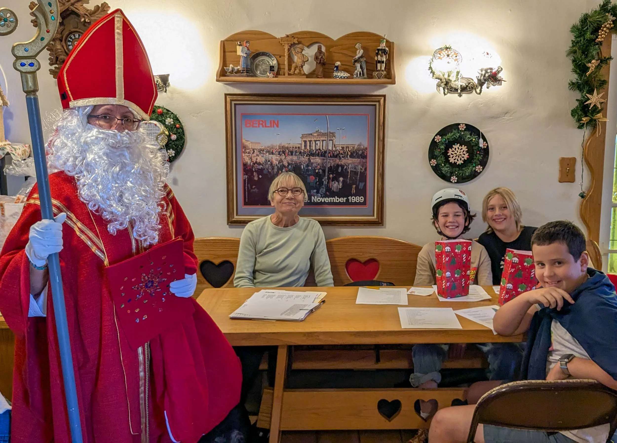 Middle school students with Frau Christiane and special guest Nikolaus