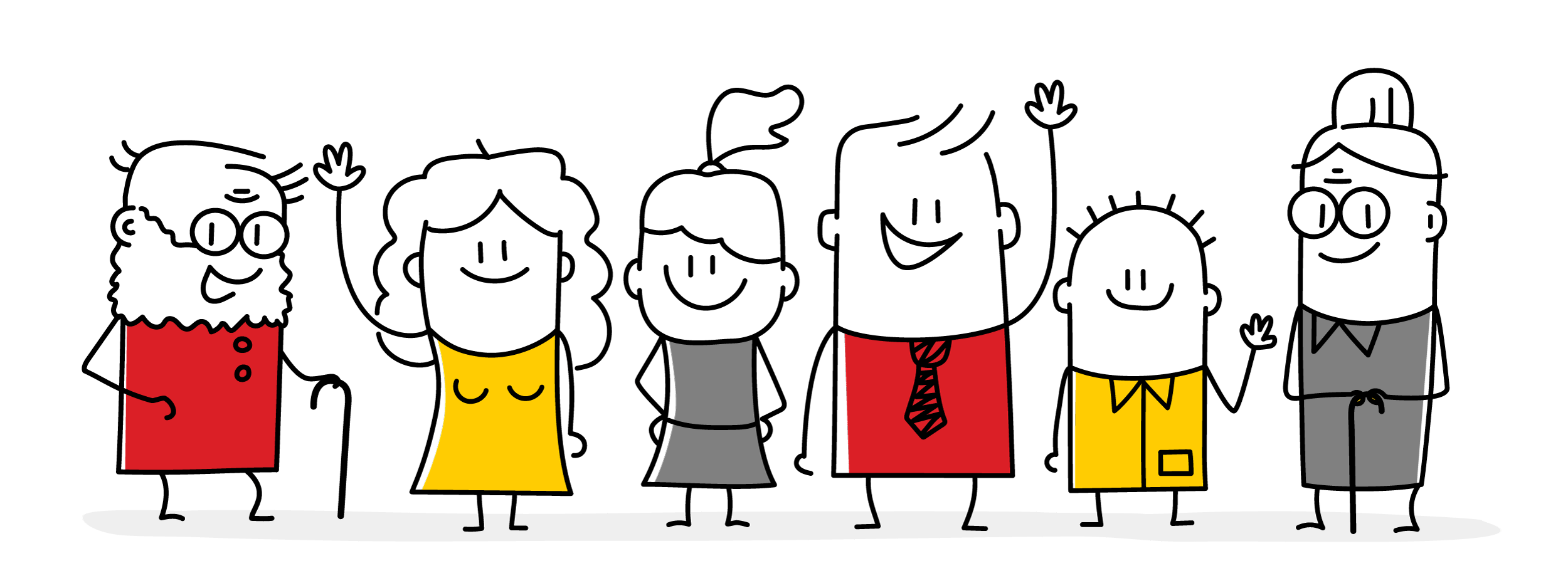 Illustration of group of people of different ages