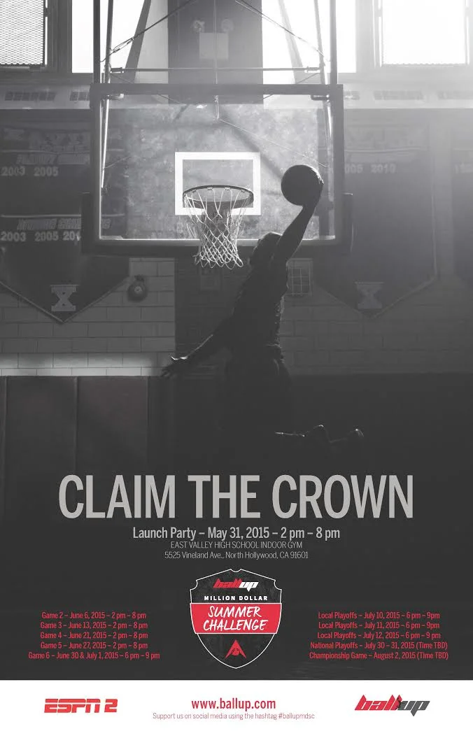Every summer, all over the country, basketball teams battle it out on the streets to be crowned kings of their city. It's time to see who will go from local legend to national champion with Ball Up Million Dollar Summer Challenge. Played in six markets throughout the summer, this new and exciting summer challenge will feature elite competition that raises the bar of summer basketball, and culminates with the top teams from each city competing on a national stage for a life-changing prize and ultimate bragging rights. Ball Up will be coming to LA for the Million Dollar Summer Challenge Launch Event, this Sunday, May 31st @ East Valley High School (5525 Vineland Ave., North Hollywood, CA 91601) starting at 2:00pm - 6:30pm with games happening every weekend all summer long. The LA market has teams coached by players such as Nick Young, Jamal Crawford, and Dorell Wright to name a few. Let me know if you would be or anyone in your office would be interested in attending and/or covering. This is the greatest display of streetball talent that LA has to offer, and will be free and open to the public. Million Dollar Summer Challenge will air on ESPN later this year. Please let me know if you would be interested in interview opportunities with participating players/coaches, the Competition Director and the Ball Up CEO. I've attached the press releases here with more information. BALL UP MDSC Sunday, May 31st 2PM - 6:30PM East Valley High School Indoor Gym 5525 Vineland Ave., North Hollywood, CA 91601 All Games Are Open And Free To The Public RUN YOUR COURT. RUN YOUR CITY. RUN YOUR COUNTRY. Media RSVPs: shamz@theidagency.com Interview Inquiries: julia@theidagency.com 