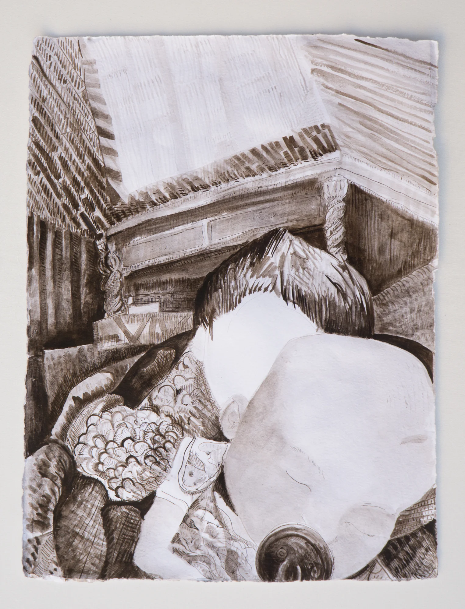 While They Sleep 2, Octopus Ink On Rag Paper,24x21, 201