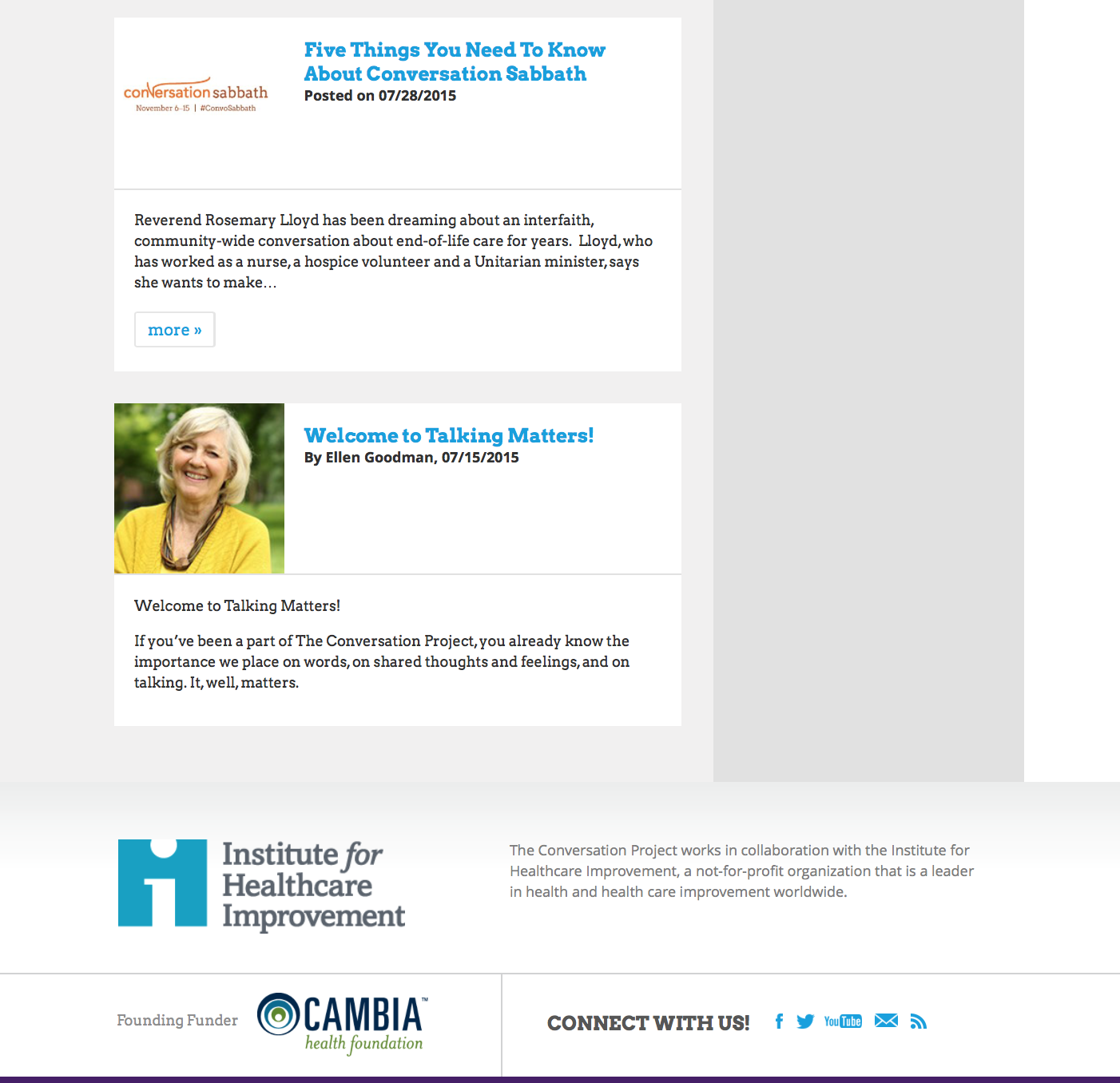 Live 'Blog' section on theconversationproject.org (2)