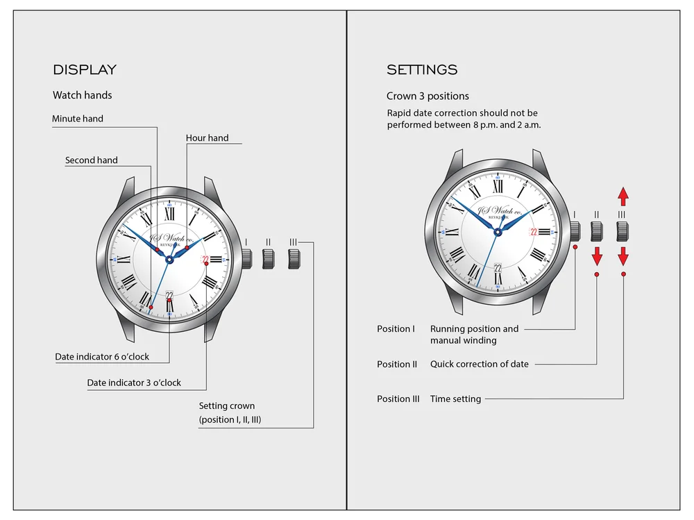 Js Watch Company Reykjavik Operating Instructions