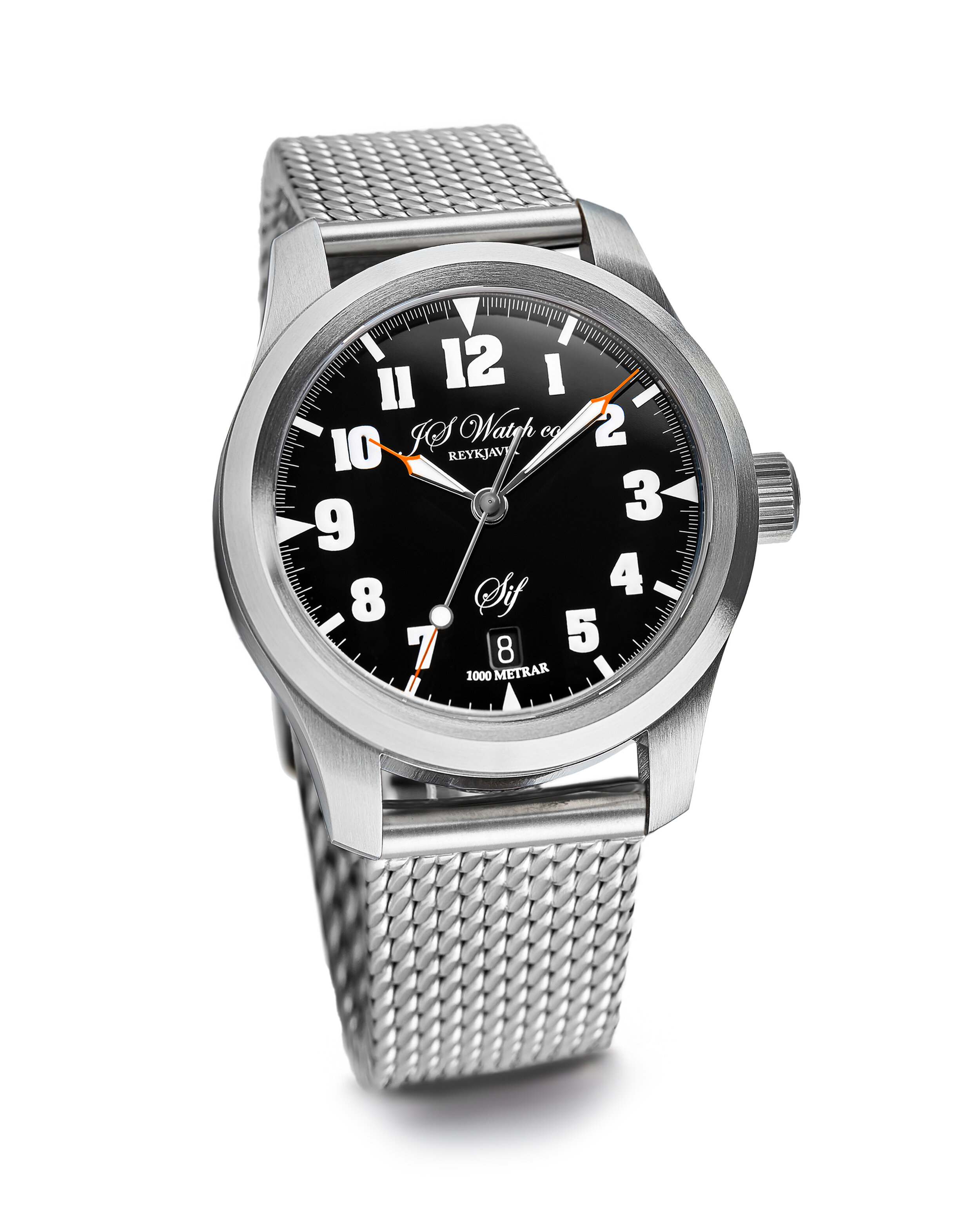 Sif NART Black luminous dial Stainless steel strap