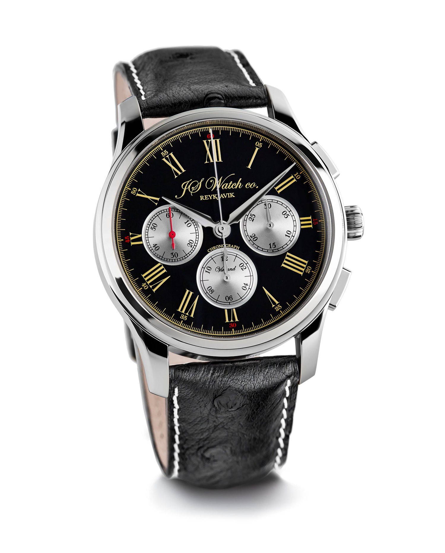 Chronograph Black Strap White Face Watch JS Watch Company