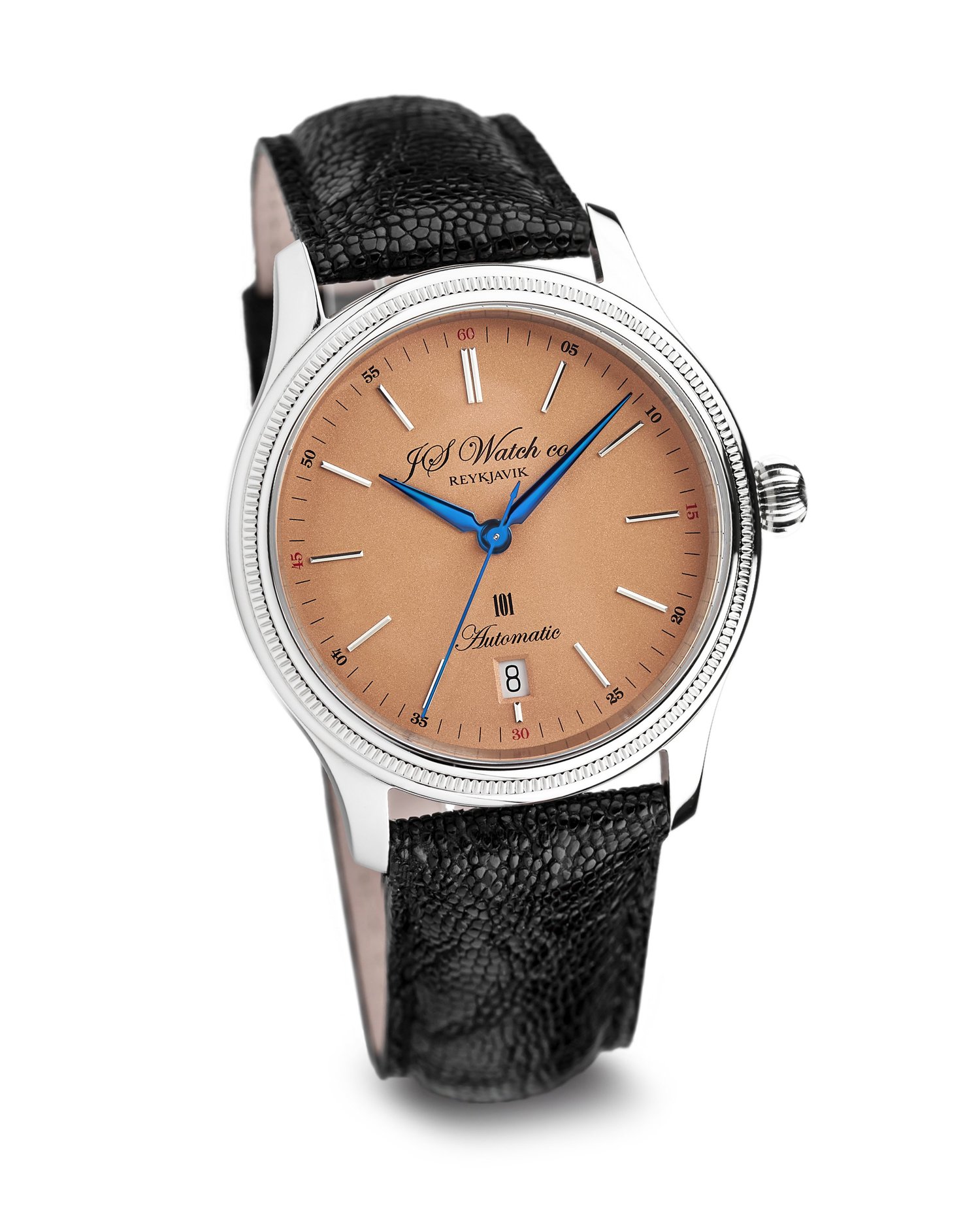 JS Watch Company Reykjavik — 101 10 Year Salmon, Blue hands - Main Image