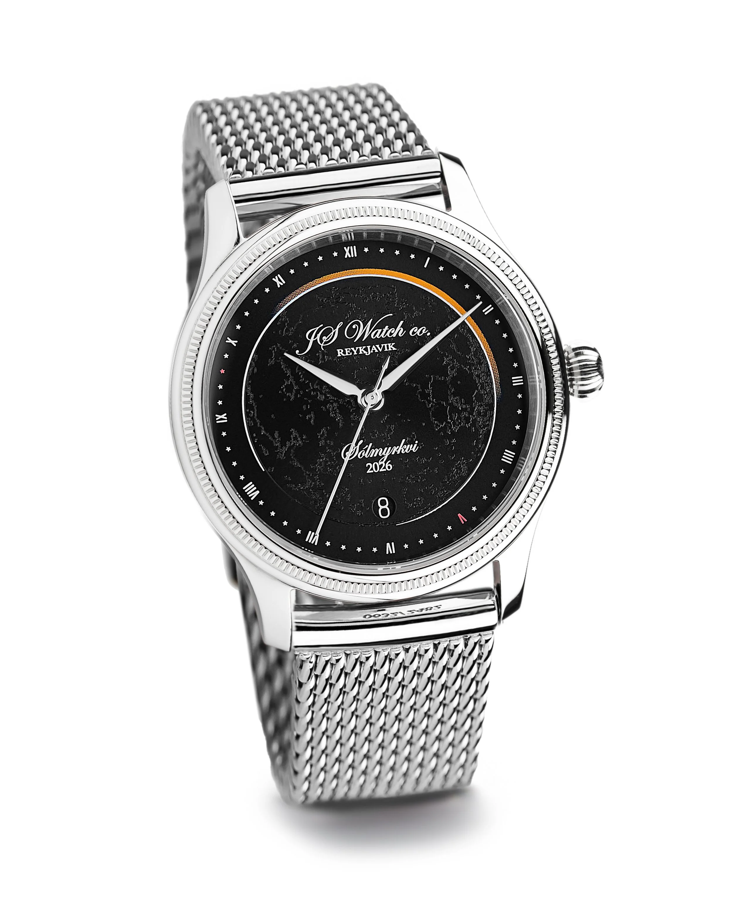  Total Eclipse 2026 Sunburst black dial Stainless steel strap 