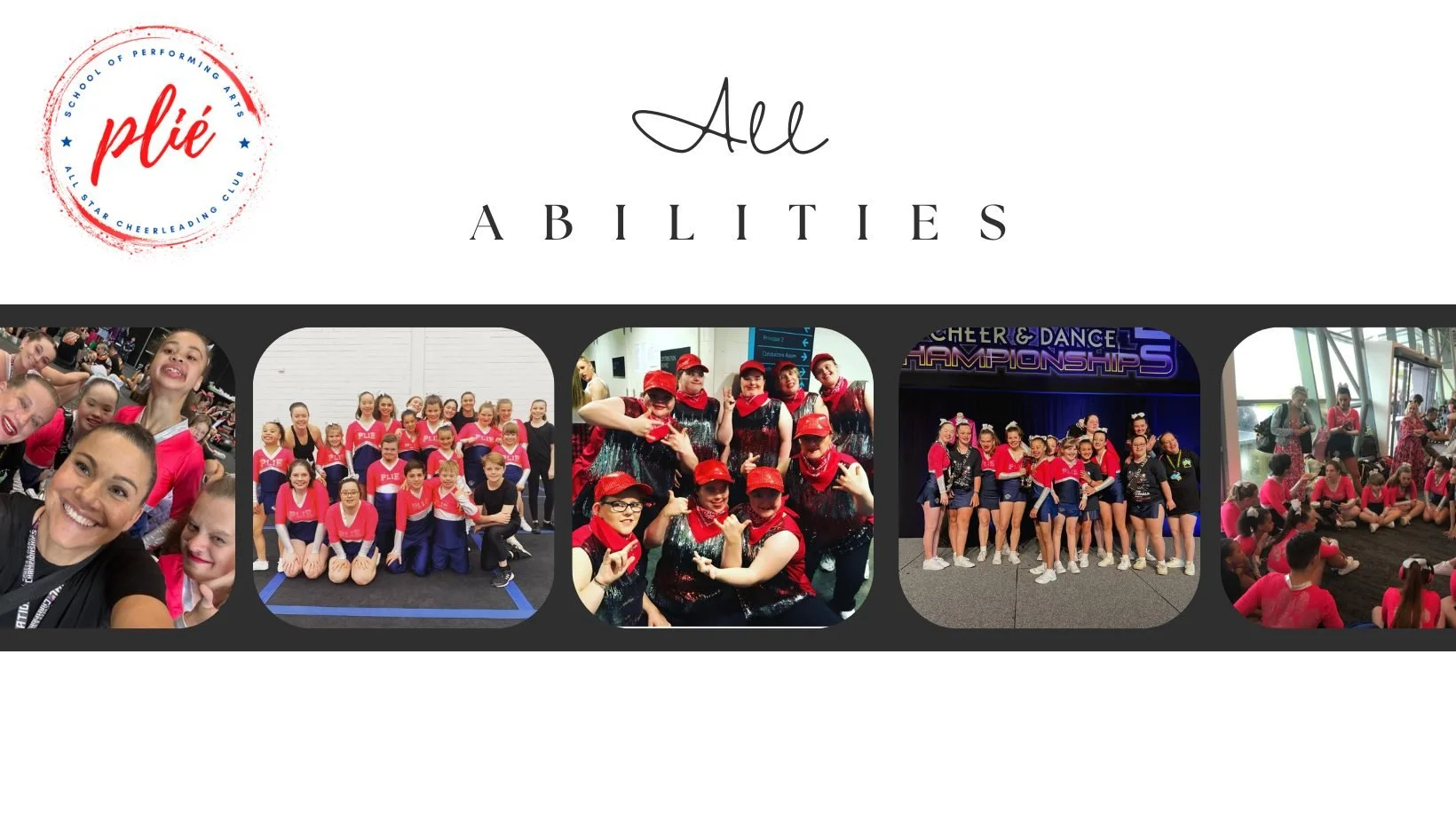 Plié All Abilities dance and cheer students performing together