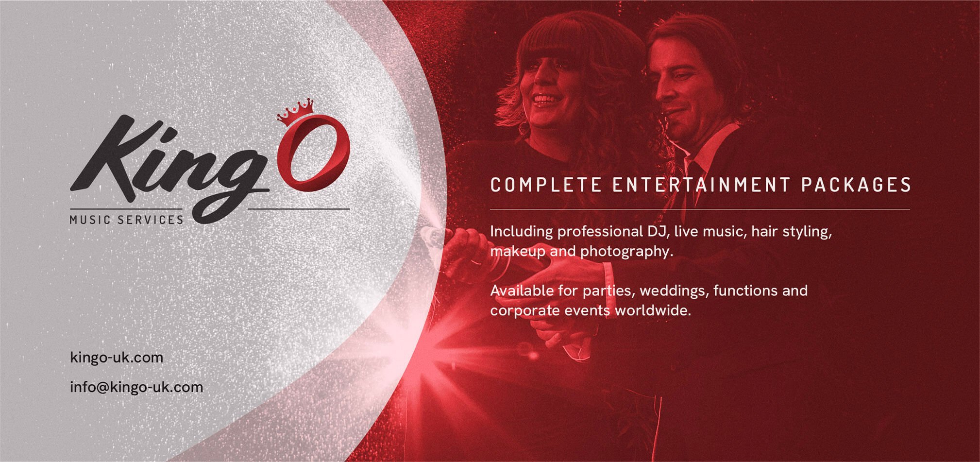 Promotional material for King O Music Services included flyers, graphics, stickers, videos and business cards.