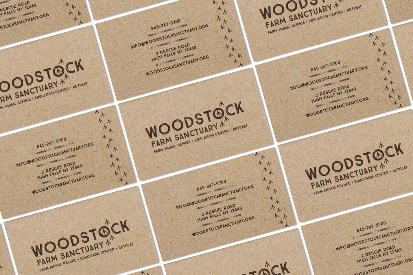 Kraft Business Cards for Woodstock Farm Animal Sanctuary by The Artful Union