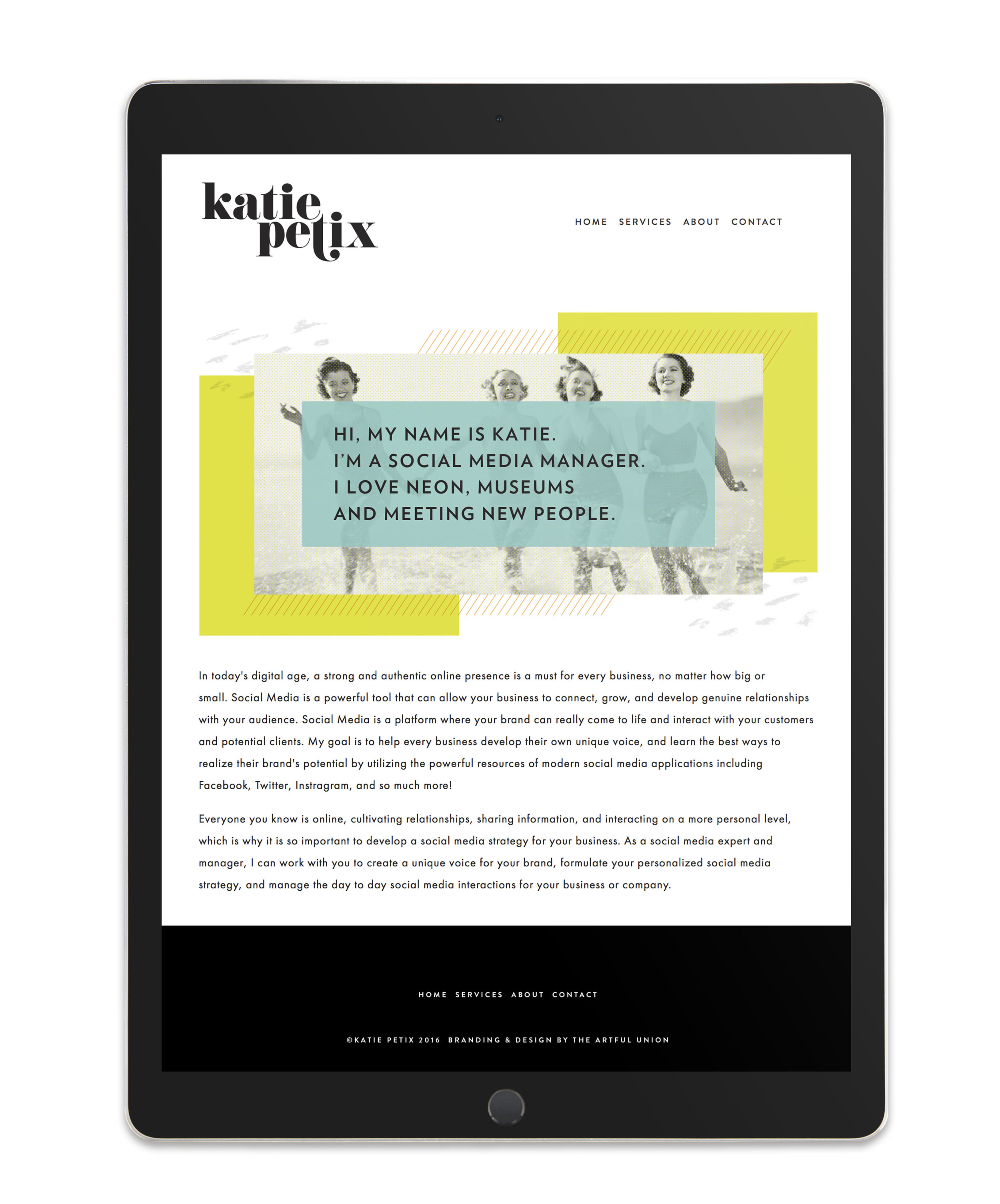 Fun and Informative Website design for Social Media Manager Katie Petix