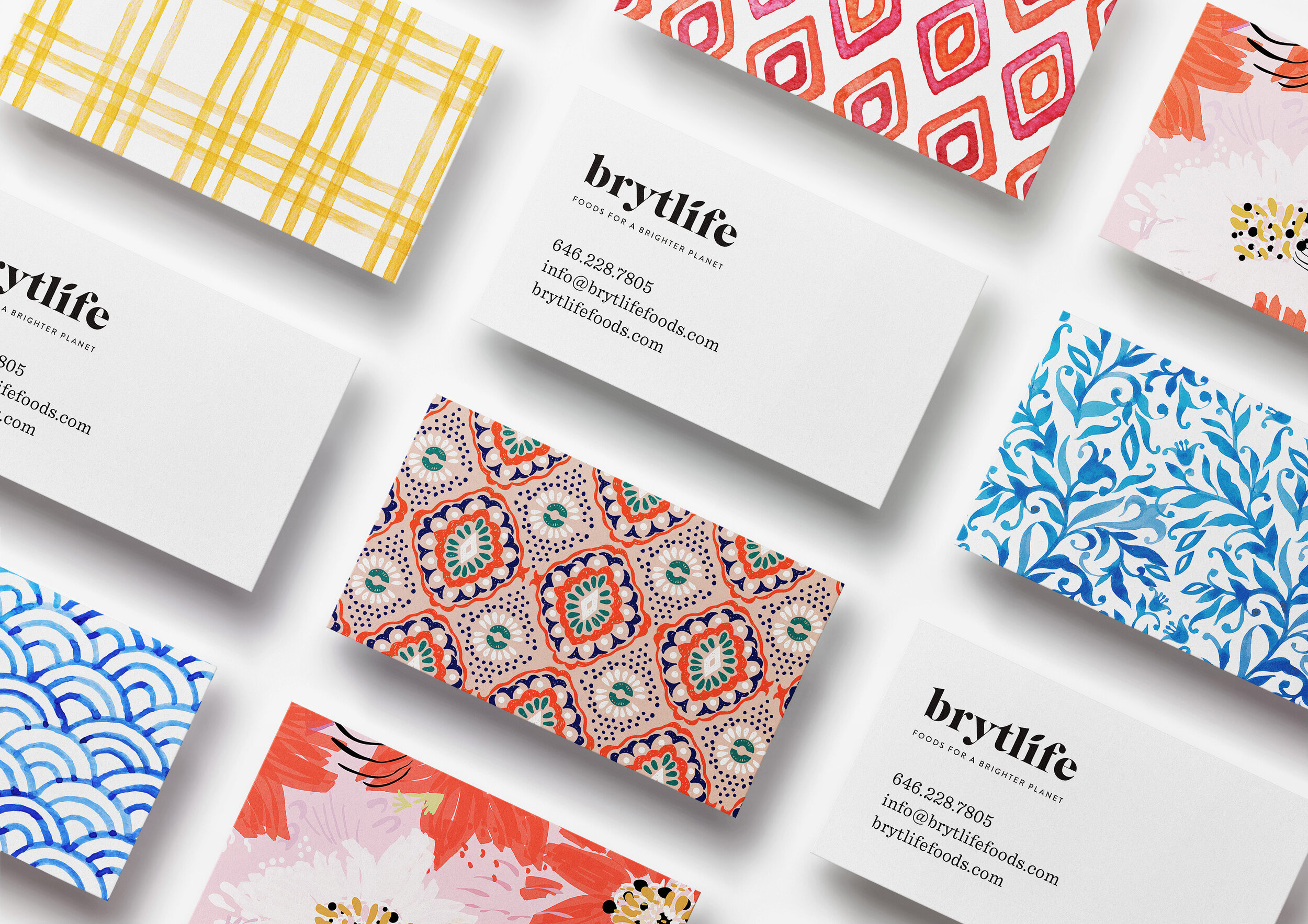 Brytlife Vegan Foods Patterned Business Card Design by The Artful Union