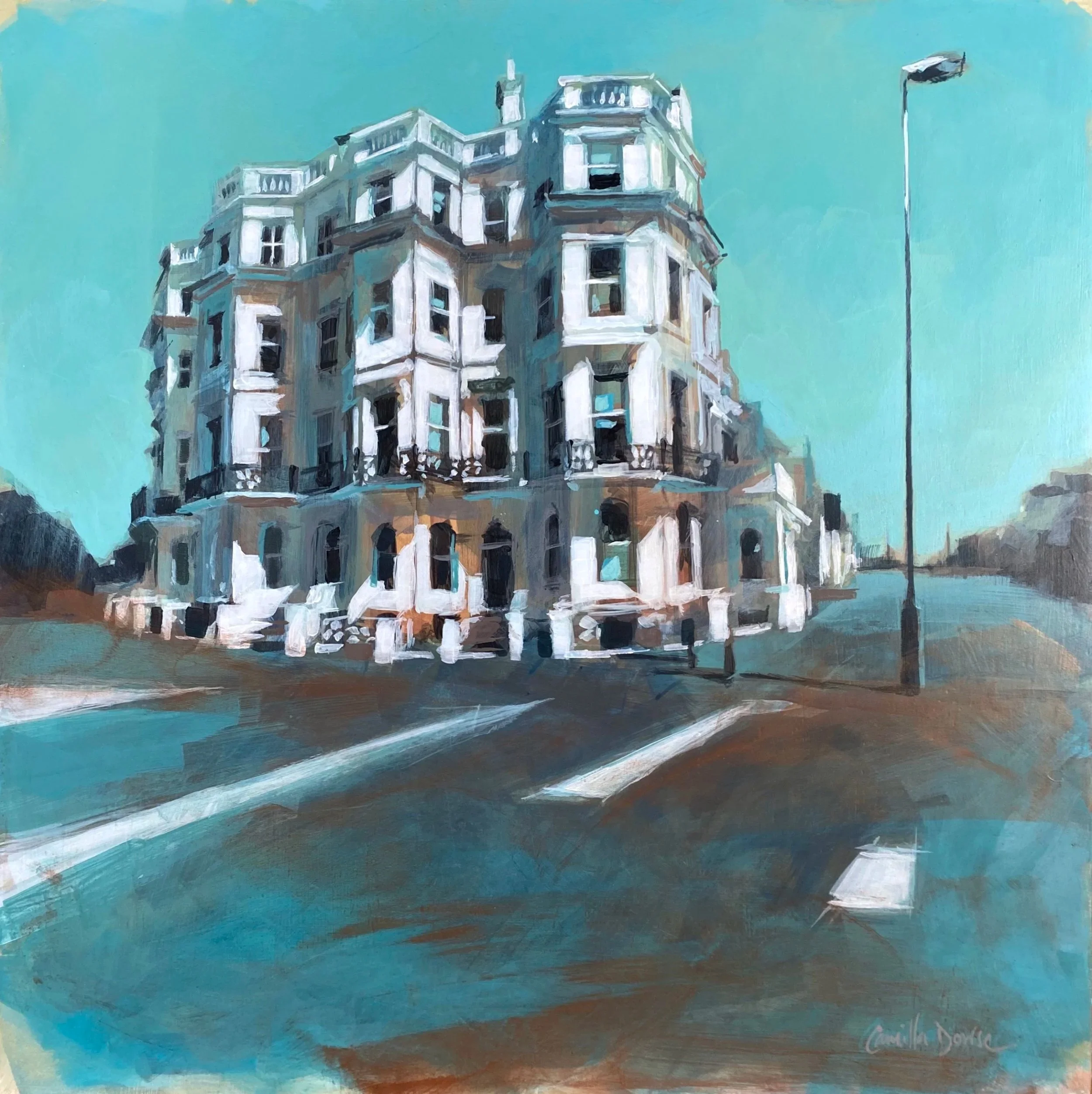 ST AUBYNS AND KINGSWAY, HOVE Acrylic on gesso 40 x 40 cm (46 x 46 cm framed) SOLD