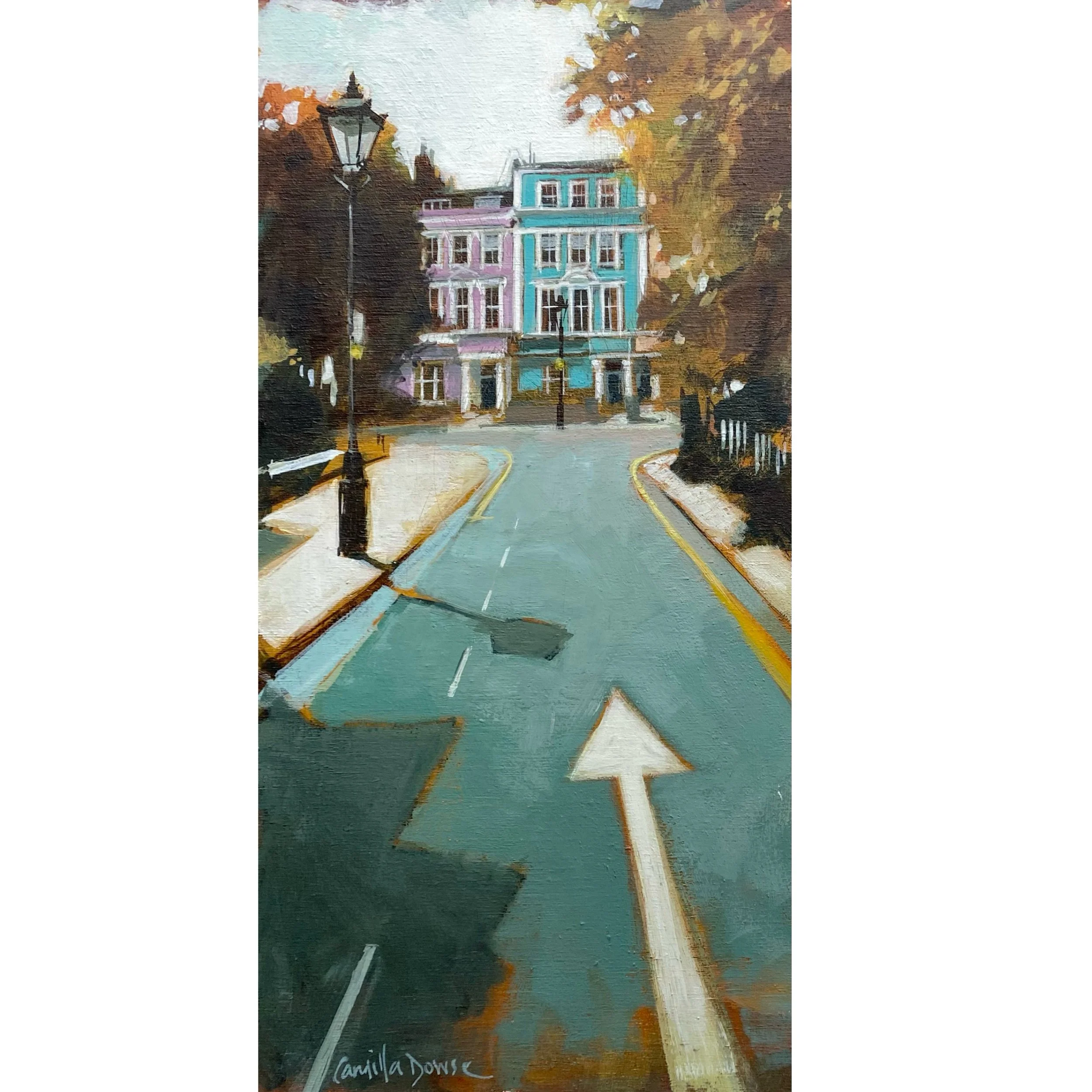 Chalcot Road from Chalcot Square, London (30 x 15 cm) original study on panel